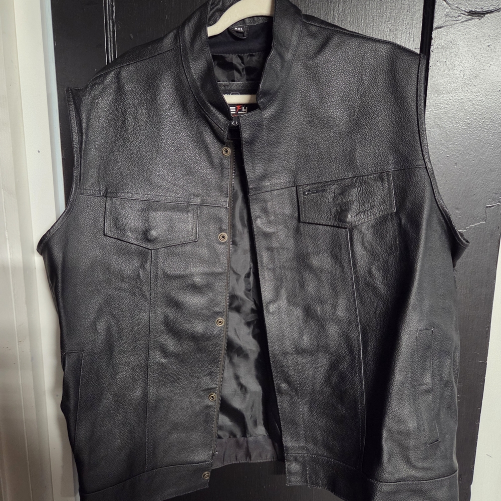 Men's Black Genuine Leather Vest